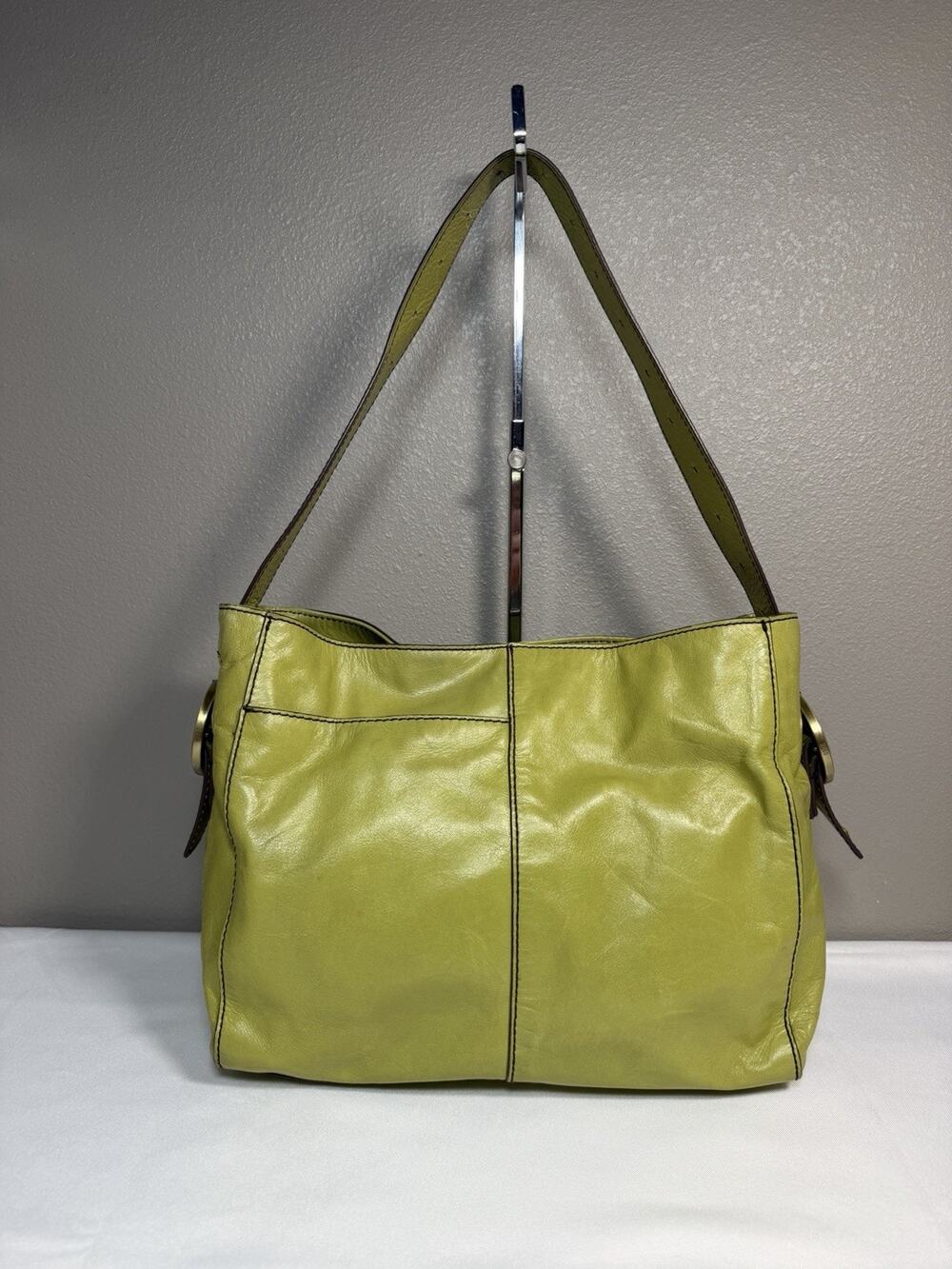 HOBO International Render Shoulder Bag In Apple Green Polished Leather